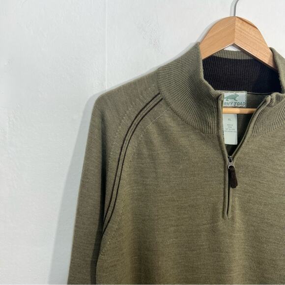 Horny Toad Men's Brown 100% Merino Wool Quarter Zip Pullover Sweater Size XL - Picture 5 of 12